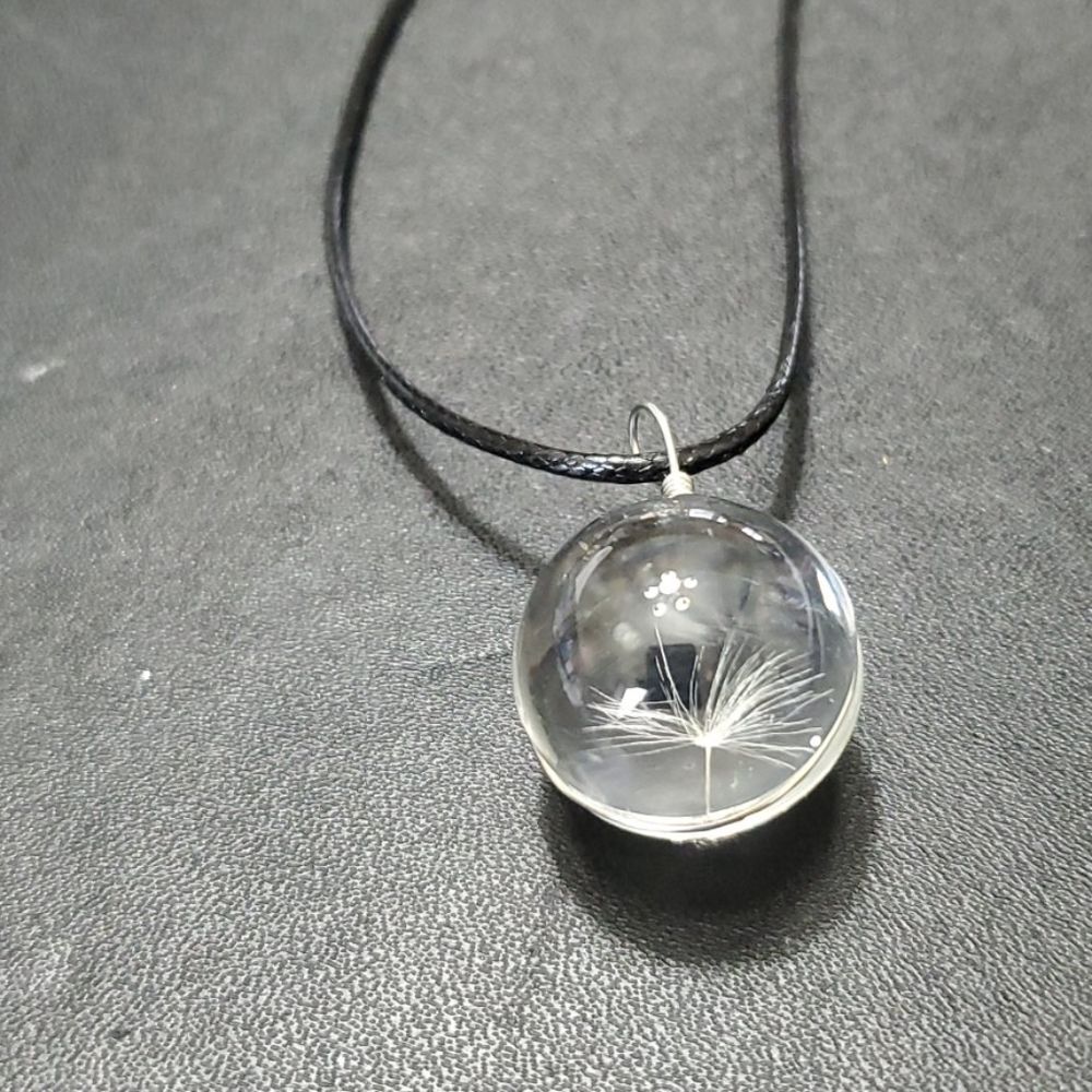 Make a wish necklace 18-20" dandelion black cord